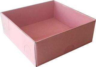 Asetat Kapaklı Karton Kutu Düz Renk 8X8X3 (50 Adet)  Pembe