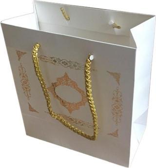 Karton Hediye Çantası GOLD Saray Desenli 20X20X10 CM (10 Adet)  Beyaz