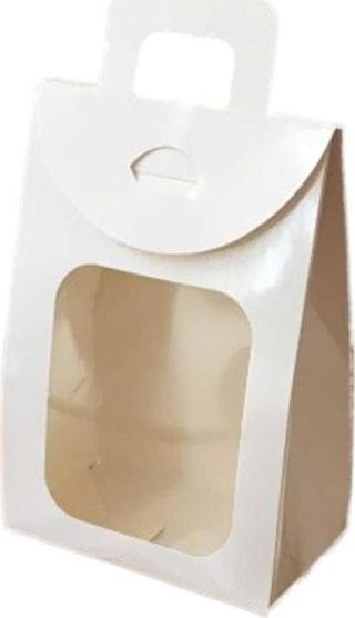 Kına Ve Çerez Çantası Pencereli Karton 7.5X11X4 (20 Adet)  Beyaz
