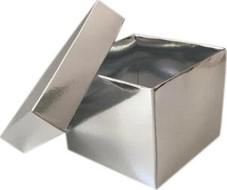 Komple Karton Kutu Düz Renk 8x8x6.5 CM (25 Adet)  Gümüş