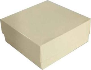 Komple Karton Kutu Düz Renk 7X7X2.2 CM (25 Adet)  Krem