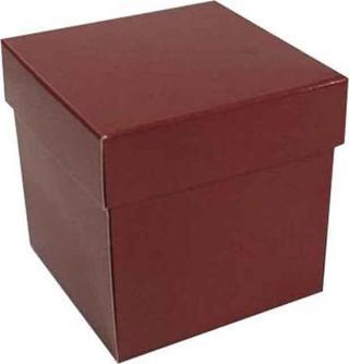 Komple Karton Kutu Düz Renk 7X7X7 CM (25 Adet)  Bordo