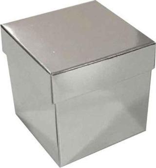 Komple Karton Kutu Düz Renk 7X7X7 CM (25 Adet)  Gümüş