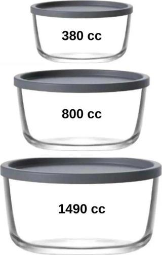 Lav Round Nemostore Saklama Kabı Antrasit 380-800-1490 Cc 3 Lü Takım