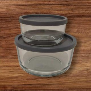 Lav Feyzade Round Saklama Kabı (380 Cc X 1 Adet)- (800Cc X 1 Adet) Antrasit Kapaklı