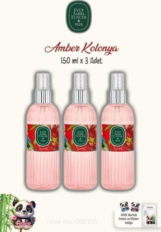 Eyüp Sabri Tuncer Amber Kolonyası 150 ml 3 Adet ve %100 Pamuk ROSIE 60'lı