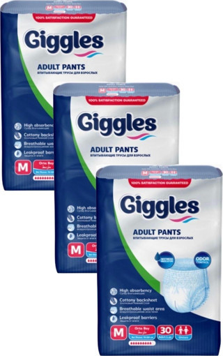 giggles Külotlu Yetişkin Hasta Bezi Orta Boy M Beden 30 Lu X 3 Adet