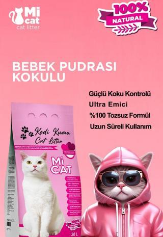 Mi Cat 20 Litre Bebek Pudrası Kokulu Kedi Kumu Koku Hapseden Süper Topaklanan Ve Tozsuz