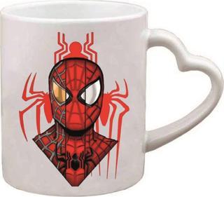 Kişiye Özel Spider Man 3 Çocuk Emoji Ve Kalp Kulplu Özel Süblimasyon Baskılı Porselen Kupa Bardak Kalpli