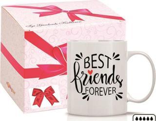 Kişiye Özel Best Friends Forever Renkli Kalp Kulp Süblimasyon Kaliteli Baskılı Porselen Kupa Bardak Düz Kulp