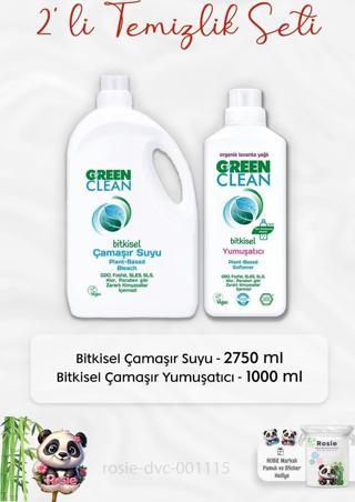 Green Clean Çamaşır Suyu 2750 ml, Çamaşır Yumuşatıcısı 1 lt ve ROSIE