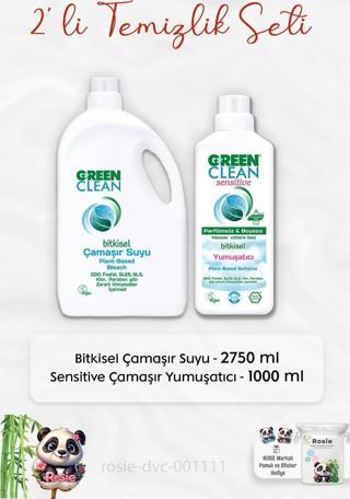 Green Clean Çamaşır Suyu 2750 ml, Sensitive Yumuşatıcı 1 lt ve ROSIE