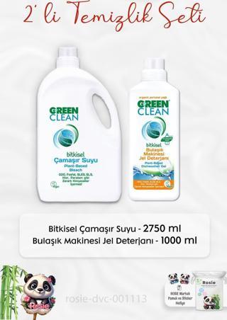 Green Clean Çamaşır Suyu 2750 ml, B.Makinesi Jel Deterjanı 1 lt ve ROSIE