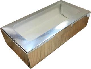Pencereli Karton Kutu Düz Renk 20X10X5 CM  (10 Adet) Gümüş