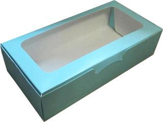 Pencereli Karton Kutu Düz Renk 20X10X5 CM  (10 Adet) Mavi