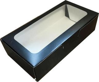 Pencereli Karton Kutu Düz Renk 20X10X5 CM  (10 Adet) Siyah