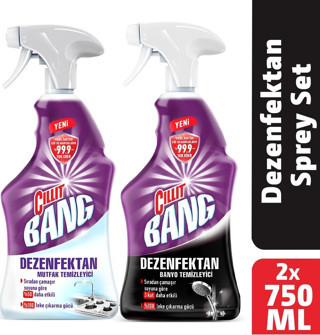 Cillit Bang Dezenfektan Sprey Set Banyo ve Mutfak Temizleyici 2x750 ml