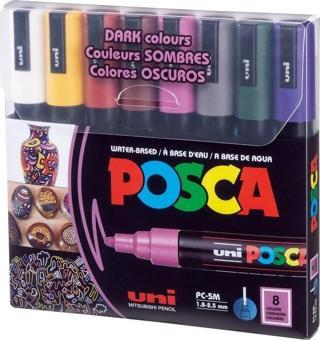 Uni-Ball UNİ POSTER MARKÖRÜ POSCA SET PC-5M/8C DC KOYU RENK 8 Lİ