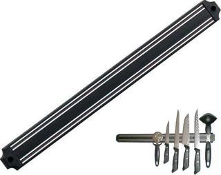 Mutfak Duvarına Monte Mıknatıslı Geniş Bıçak Tutucu Stand - 55 cm - Siyah - Paslanmaz Çelik