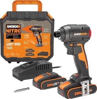 WORX WX265 20Volt 2.0Ah Li-ion Çift Akülü 200Nm Kömürsüz Profesyonel Şarjlı Darbeli Tornavida