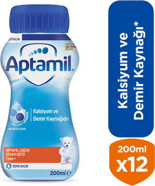 Aptamil Çocuk Sıvı Devam Sütü 1 Yaşından İtibaren 200 ml x 12 Adet