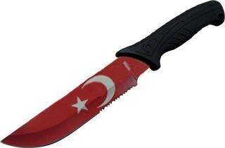 Ayyıldız MF032 RD Kırmızı Av Bıçağı 31cm - Testere Detaylı Bıçak, Kılıflı, Plastik Sap