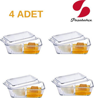 Paşabahçe frigo bölmeli kapaklı kahvaltılık - tereyağlık peynirlik ballık 4 lü