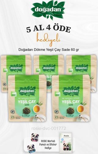 Doğadan Dökme Yeşil Çay Sade 60 gr 5 Al 4 Öde ve Rosie Pamuk