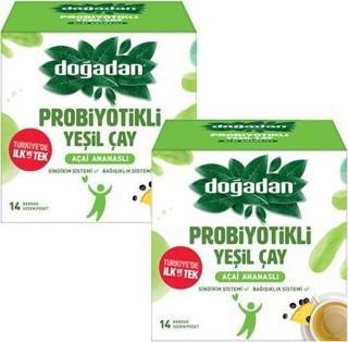Doğadan Probiyotikli Yeşil Çay Açai Ananaslı 14'lü x 2 Adet