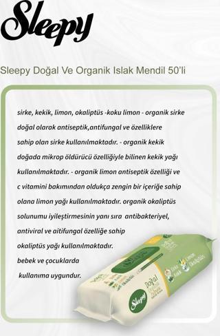 Sleepy Doğal Ve Organik Islak Mendil 50 Adet 5 Al 4 Öde ve Rosie Pamuk