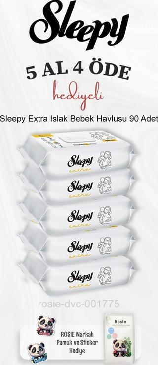 Sleepy Extra Islak Bebek Havlusu 90 Adet 5 Al 4 Öde ve Rosie Pamuk