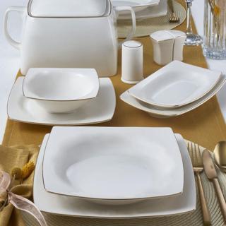 GÜRAL PORSELEN Caroline 62 Parça Kare Bone Yemek Takımı - 20