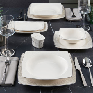 Güral Porselen Caroline 54 Parça Kare Bone Yemek Takımı - 6327