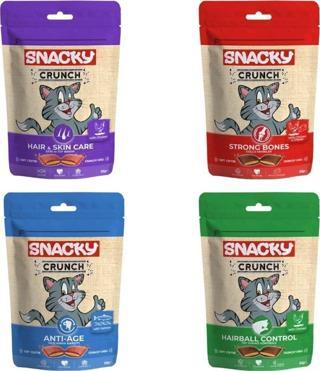 Snacky Crunch Yaşlanma Karşıtı Eklem Sağlığı Deri Tüy Sağlığı Tüy Yumağı Kontrolü Kedi Ödül Mama 4 X 60 Gr