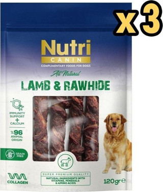 Nutri Canin Rawhide Kuzu Eti Sarili Orta Büyük Irk Köpek Kemik Ödülü 120 gr x 3 Adet