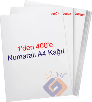 1 den 400 e Numaralı A4 Fotokopi Kağıdı