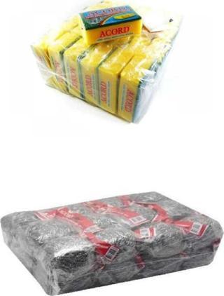 Acord Bulaşık Süngeri 24'Lü & Bulaşık Teli 10'Lu