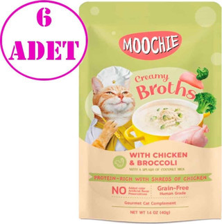 Moochie Kedi Çorbası Parça Tavuk Etli ve Brokolili Tahılsız 40 Gr 6 AD