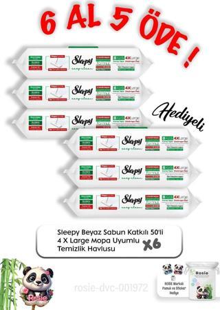Sleepy Beyaz Sabun Katkılı 50'li 4 X Large Mopa Uyumlu Temizlik Havlusu  6 Al 5 Öde ve Rosie pamuk