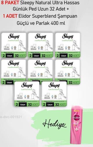 Sleepy Natural Ultra Hassas Günlük Ped Uzun 32 Adet X8 ve Hediye Elidor Güçlü ve Parlak 400 ml