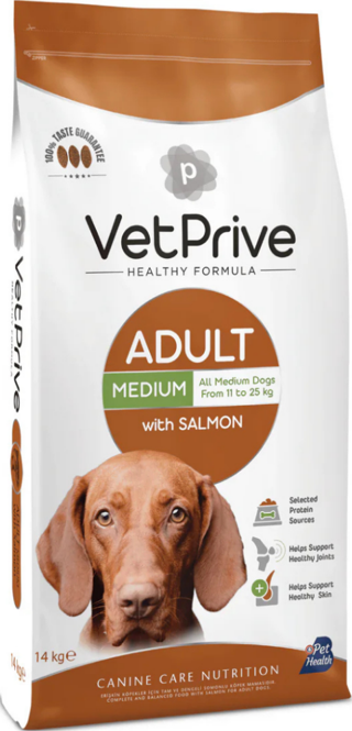 VetPrive Medium Adult Somonlu Orta ve Büyük Irk Yetişkin Köpek Maması 14 Kg