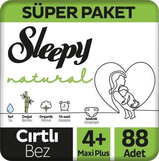 Sleepy Natural Süper Paket Bebek Bezi 4 Numara Maxi Plus 88 Adet