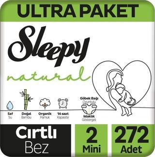 Sleepy Natural Ultra Paket Bebek Bezi 2 Numara Mini 272 Adet