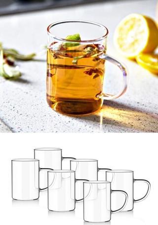 Kapris 200 ml Isıya Dayanıklı Borosilikat Cam Kupa Bardak 6'lı