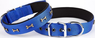 Doggie Softlu Dokuma Metal Kemik Süslü Tasma 2,5*60 cm Mavi