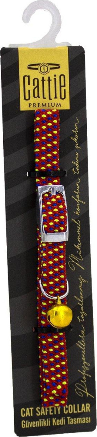 Cattie Ayarlanabilir Elastik Kedi Boyun Tasması 1 cm x 30 cm Kırmızı