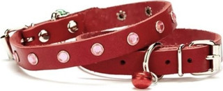 Doggie Taşlı Kedi ve Yavru Köpek Tasması 1,5x29 cm Kırmızı XLarge