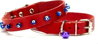 Nazar Boncuklu Kedi Ve Küçük Irk Köpek Tasması 1x14-18 cm Kırmızı Xsmall