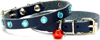 Doggie Taşlı Kedi ve Yavru Köpek Tasması 1*23 cm Mavi Medium