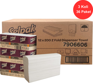 Selpak Professional Extra Z Katlı Havlu 21.5 x 24 cm. 3 Koli (36 Paket) (7906606)
